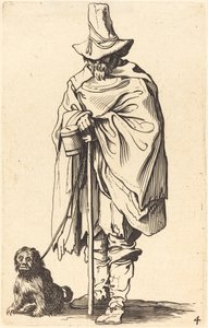 Mendigo con Perro de After Jacques Callot