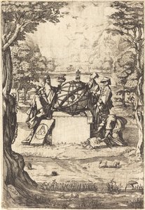Portada de la Sagrada Cosmología (Título con astrólogos) de After Jacques Callot