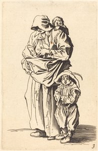 Madre y tres niños de After Jacques Callot
