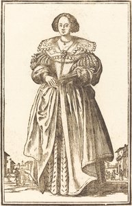 Mujer noble con abanico de After Jacques Callot