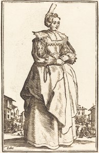 Mujer noble con un sombrero pequeño de After Jacques Callot