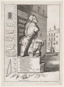 Estatua de Pasquín en la Casa del Cardenal Ursino, Publicado después de 1582 de After Nicolas Beatrizet.