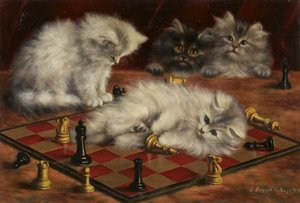 Gatos con un tablero de ajedrez de Agnes Augusta Talboys