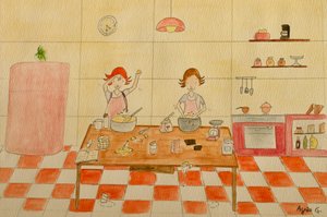 El viaje, cocina, 2015 , acuarela sobre papel