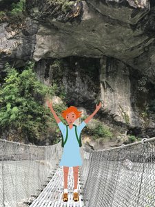 Walking on a Bridge , 2023 (arte digital sobre fotografía) de Agnes Girardon