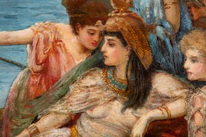 La huida de Antonio y Cleopatra de la batalla de Actium, c.1897 (óleo sobre lienzo) de Agnes Pringle