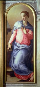 La Virgen, panel derecho de una Anunciación, 1555 de Agnolo Bronzino