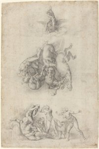La caída de Faetón de Agnolo Bronzino or Giulio Clovio after Michelangelo