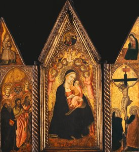 Un tríptico portátil con la Madonna y el Niño entronizados con ángeles de Agnolo Gaddi