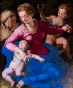 Virgen con el Niño dormido, Santa Isabel y San Giovannino de Agnolo Bronzino