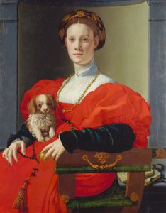 Retrato de una dama vestida de rojo , c.1533 (técnica mixta sobre álamo) de Agnolo di Cosimo Bronzino