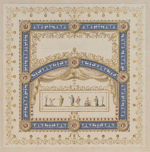 Diseños de techos a la manera antigua, con escenas centrales de los dioses en frisos de Agostino (attr.) Brunias
