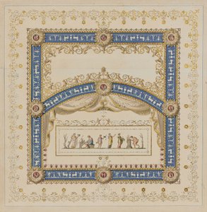 Diseños de techos a la manera antigua, con escenas centrales de los dioses en frisos de Agostino (attr.) Brunias