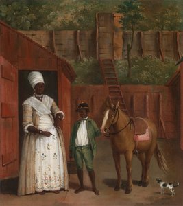 Una madre con su hijo y un poni