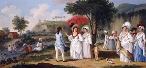Mujeres mulatas en las orillas del río Roseau, Dominica