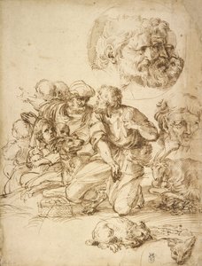 Un grupo de pastores y otros estudios de Agostino Carracci