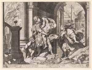 Eneas y su familia huyendo de Troya