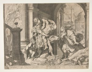Eneas y su familia huyendo de Troya de Agostino Carracci