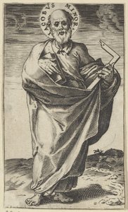 Apóstol Santiago el Menor con libro y plaza Cristo, María, Juan el Bautista y los Apóstoles (título de la serie) de Agostino Carracci