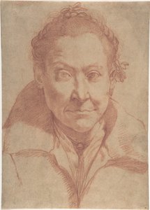 Retrato de busto de una mujer (anverso); estudio de busto de una joven (reverso) de Agostino Carracci