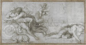 Céfalo llevado por Aurora en su carro Boceto para un fresco en la Galería del Palazzo Farnese, Roma, c. 1599 de Agostino Carracci