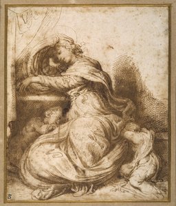 Madonna y Niño con San Juan, todos dormidos de Agostino Carracci