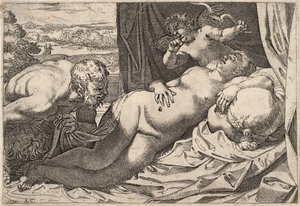 Sátiro y Ninfa de Agostino Carracci