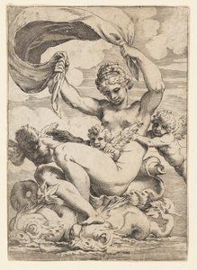 Venus (o Galatea) y Cupidos sostenidos por delfines de Agostino Carracci