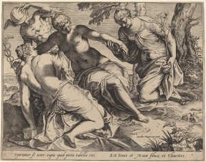 Mercurio y las tres Gracias de Agostino Carracci after Jacopo Tintoretto