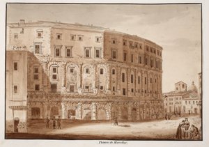 Teatro de Marcelo, 1833 (aguafuerte con lavado marrón) de Agostino Tofanelli