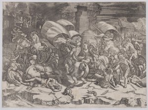 Batalla con un alfanje de Agostino Veneziano