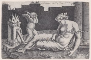 Cleopatra, fechado 1528 de Agostino Veneziano