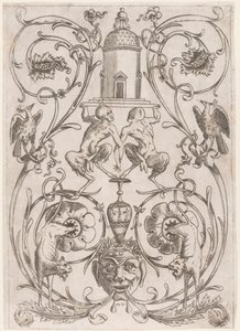 Ornamento Grotesco con Sátiros, de un conjunto de veinte paneles ornamentales