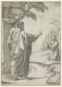 San Pablo y un monje franciscano de Agostino Veneziano