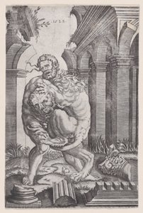 Hércules estrangulando al león de Nemea, 1528