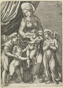 María con el Niño y el joven Juan Bautista de Agostino Veneziano