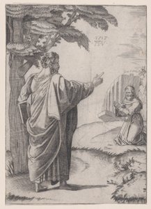 San Pablo y el fraile franciscano de Agostino Veneziano
