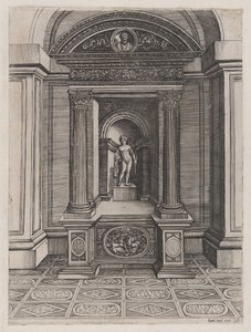 Speculum Romanae Magnificentiae: El Altar de Eros, ca. 1514-36 de Agostino Veneziano.