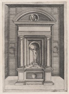 Speculum Romanae Magnificentiae: El altar de Júpiter en el templo más antiguo de la C..., ca. 1514-36 de Agostino Veneziano.