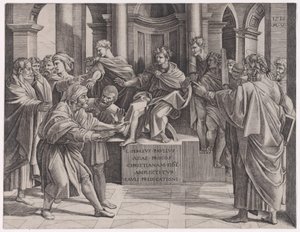 La ceguera de Elymas, fechado en 1516 de Agostino Veneziano