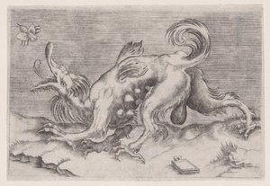 El dragón y la abeja, ca. 1514-1536 de Agostino Veneziano
