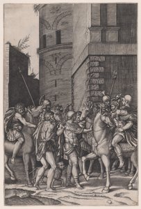 El emperador encontrando al guerrero, ca. 1516-17 de Agostino Veneziano