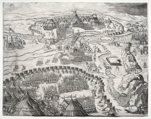 La posición y el campamento de los ejércitos de Carlos V y Solimán II de Agostino Veneziano