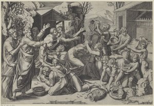 Recogiendo el maná de Agostino Veneziano