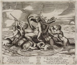 Psique Servida en Su Baño por Ninfas que No Puede Ver de Agostino dei Musi