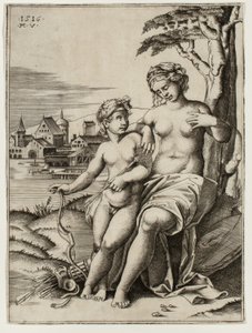 Venus herida por el dardo de Cupido de Agostino dei Musi