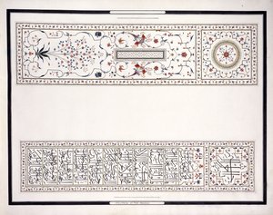 Especímenes de los mosaicos, de la tumba del emperador, c. 1815 de Agra School