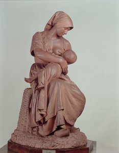 Mujer campesina amamantando a un bebé, 1873 (terracota) de Aime Jules Dalou