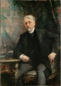 Gustave Eiffel, ingeniero, construyó la torre Eiffel en París ... (pintura sobre lienzo)