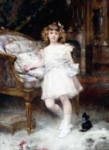 Retrato de Janine Potin con un gatito, 1904 de Aimé Nicolas Morot